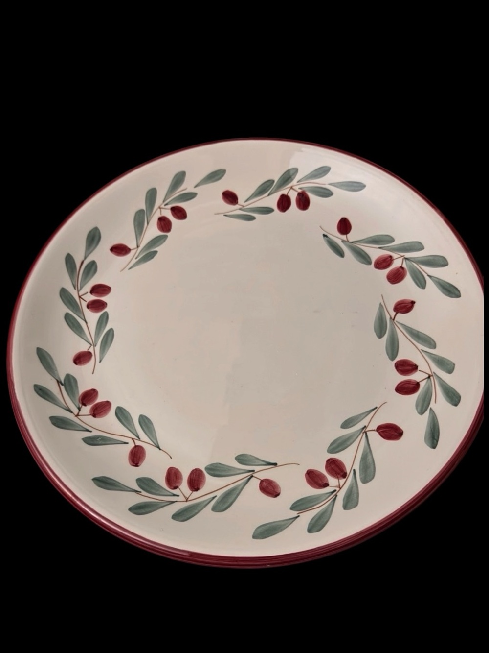 Vintage Platter Fortebraccio Ceramiche Dipinto Mano Italy Olive Branch Pottery